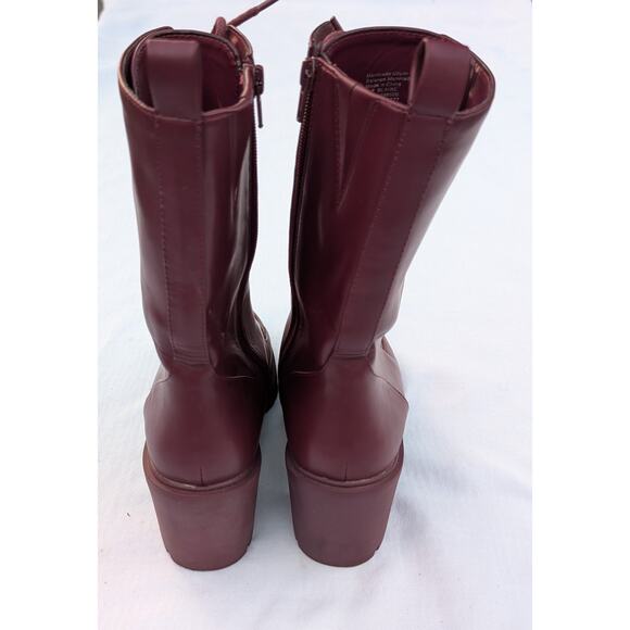 ALFANI WOMENS BLAIR LACE UP LUG SOLE BOOTIES SIZE 8.5M RED WINE SMOOTH - Picture 4 of 6